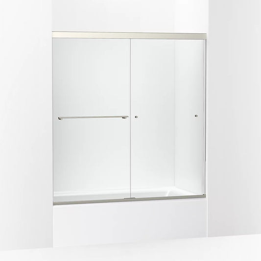 Kohler Revel® (55.6" - 59.6" W x 62" H) Sliding Bath door with 5/16" (8mm) thick Crystal Clear glass in Anodized Brushed Nickel