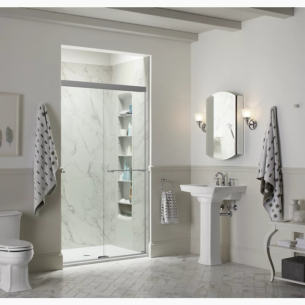 Kohler Revel® Sliding shower door (44.6" - 47.6" W x 70" H) with 1/4" (6mm) thick glass