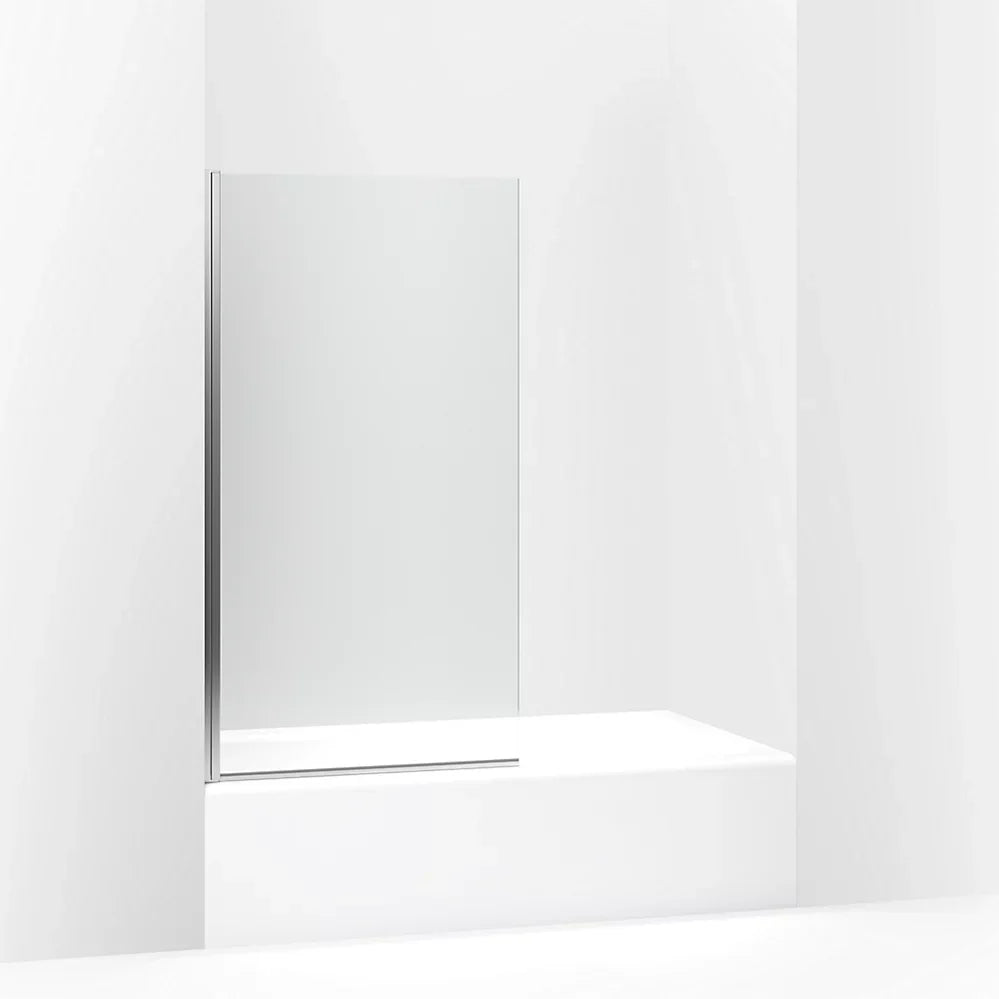 Kohler Aerie® Bath screen (32" W x 57" H) with 1/4" (6mm) thick Crystal Clear glass and Square Corner in Bright Polished Silver