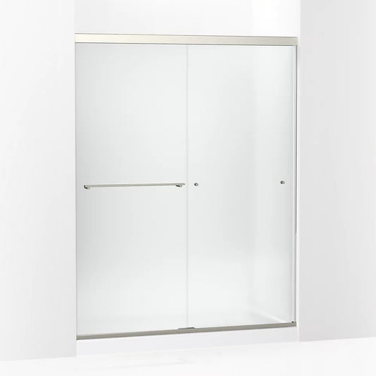 Kohler Revel® (55.6" - 59.6" W x 76" H) Sliding Shower Door with 5/16" (8mm) thick Frosted glass in Anodized Brushed Nickel