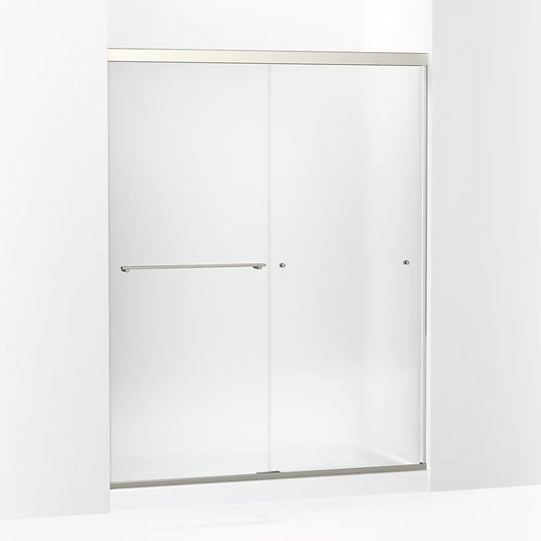 Kohler Revel® (55.6 - 59.6 W x 76 H) Sliding Shower Door with 5/16 (8mm) thick Frosted glass in Anodized Brushed Nickel