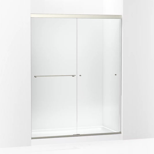 Kohler Revel® (55.6" - 59.6" W x 76" H) Sliding Shower Door with 5/16" (8mm) thick Crystal Clear glass in Anodized Brushed Nickel