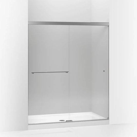 Kohler Revel® (55.6" - 59.6" W x 76" H) Sliding Shower Door with 5/16" (8mm) thick Crystal Clear glass in Bright Polished Silver