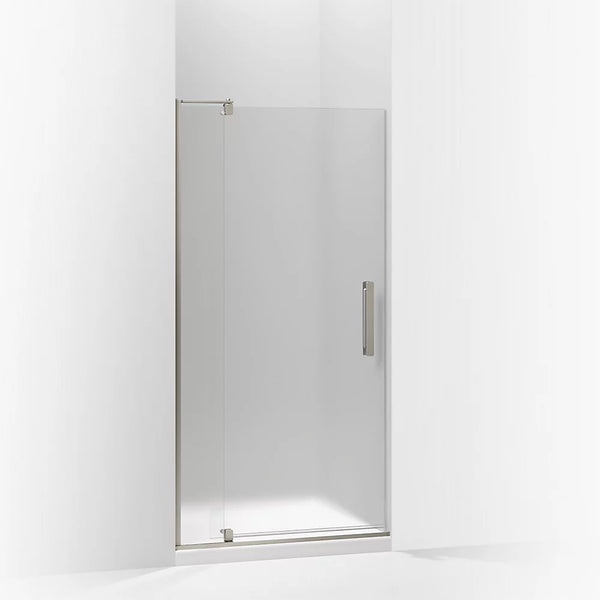 Kohler Revel® Pivot Shower door (27.3 - 31.1 W x 70 H) with 1/4 (6mm) thick Frosted glass in Anodized Brushed Nickel