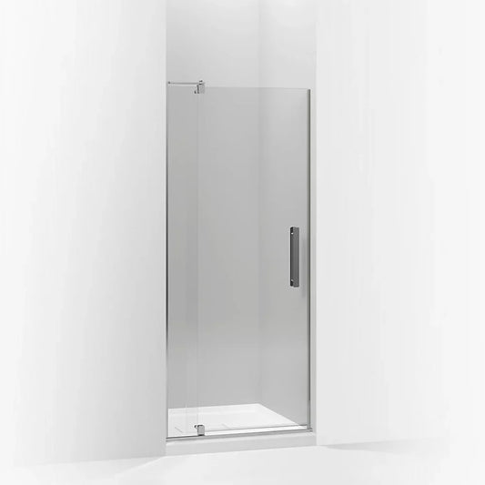 Kohler Revel® Pivot Shower door (27.3" - 31.1" W x 70" H) with 1/4" (6mm) thick Crystal Clear glass in Bright Polished Silver