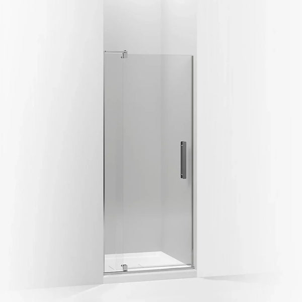 Kohler Revel® Pivot Shower door (27.3 - 31.1 W x 70 H) with 1/4 (6mm) thick Crystal Clear glass in Bright Polished Silver