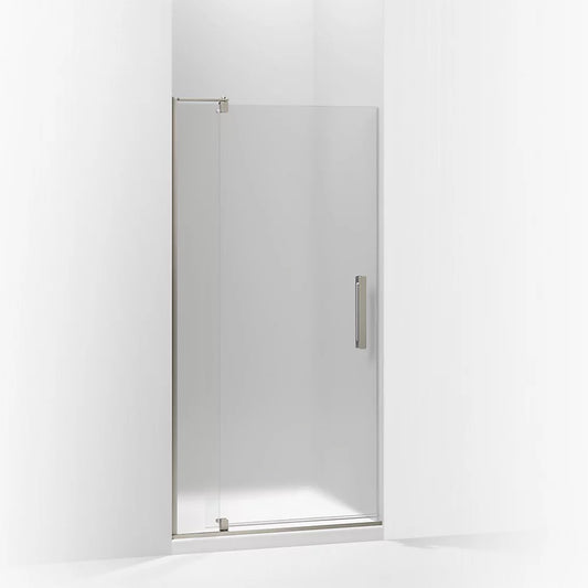 Kohler Revel® Pivot shower door (31.1" - 36" W x 70" H) with 1/4" (6mm) thick Frosted glass in Anodized Brushed Nickel