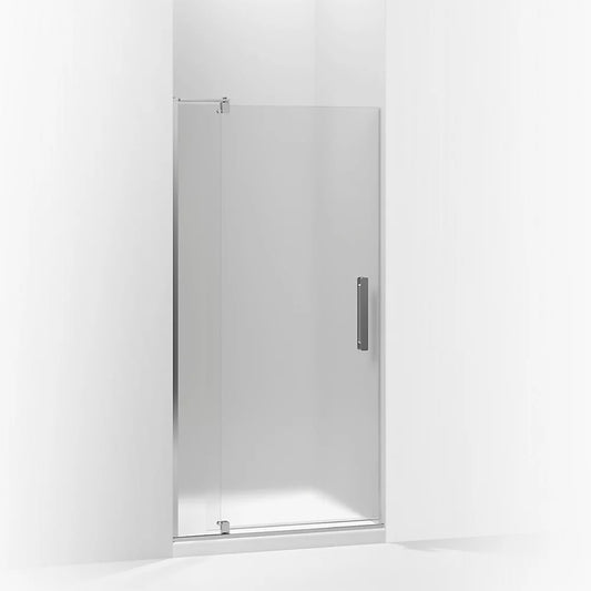 Kohler Revel® Pivot shower door (31.1" - 36" W x 70" H) with 1/4" (6mm) thick Frosted glass in Bright Polished Silver