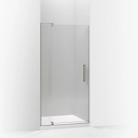 Kohler Revel® Pivot shower door (31.1" - 36" W x 70" H) with 1/4" (6mm) thick Crystal Clear glass in Anodized Brushed Nickel