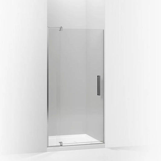 Kohler Revel® Pivot shower door (31.1" - 36" W x 70" H) with 1/4" (6mm) thick Crystal Clear glass in Bright Polished Silver