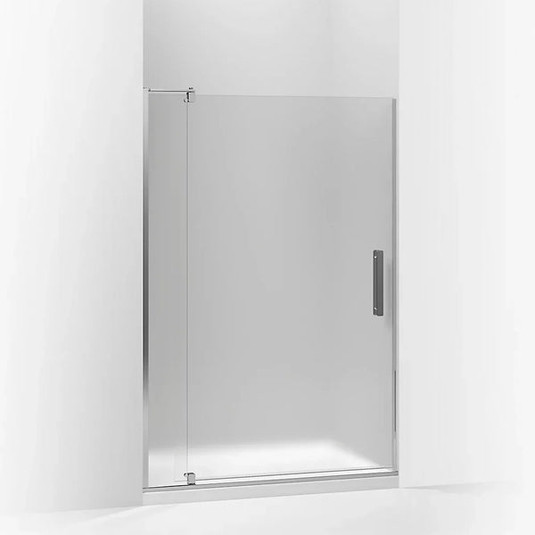 Kohler Revel® Pivot Shower door (39.1 - 44 W x 70 H) with 5/16 (8mm) thick Frosted glass in Bright Polished Silver