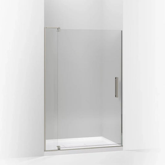 Kohler Revel® Pivot Shower door (39.1" - 44" W x 70" H) with 5/16" (8mm) thick Crystal Clear glass in Anodized Brushed Nickel