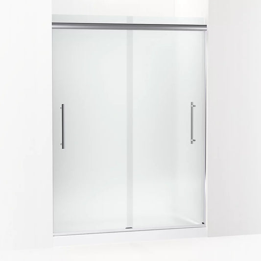 Kohler Pleat® (54.6" - 59.6" W x 79.1" H) Sliding Shower Door with 5/16" (8mm) thick Frosted glass in Bright Polished Silver