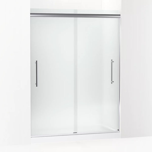 Kohler Pleat® (54.6 - 59.6 W x 79.1 H) Sliding Shower Door with 5/16 (8mm) thick Frosted glass in Bright Polished Silver