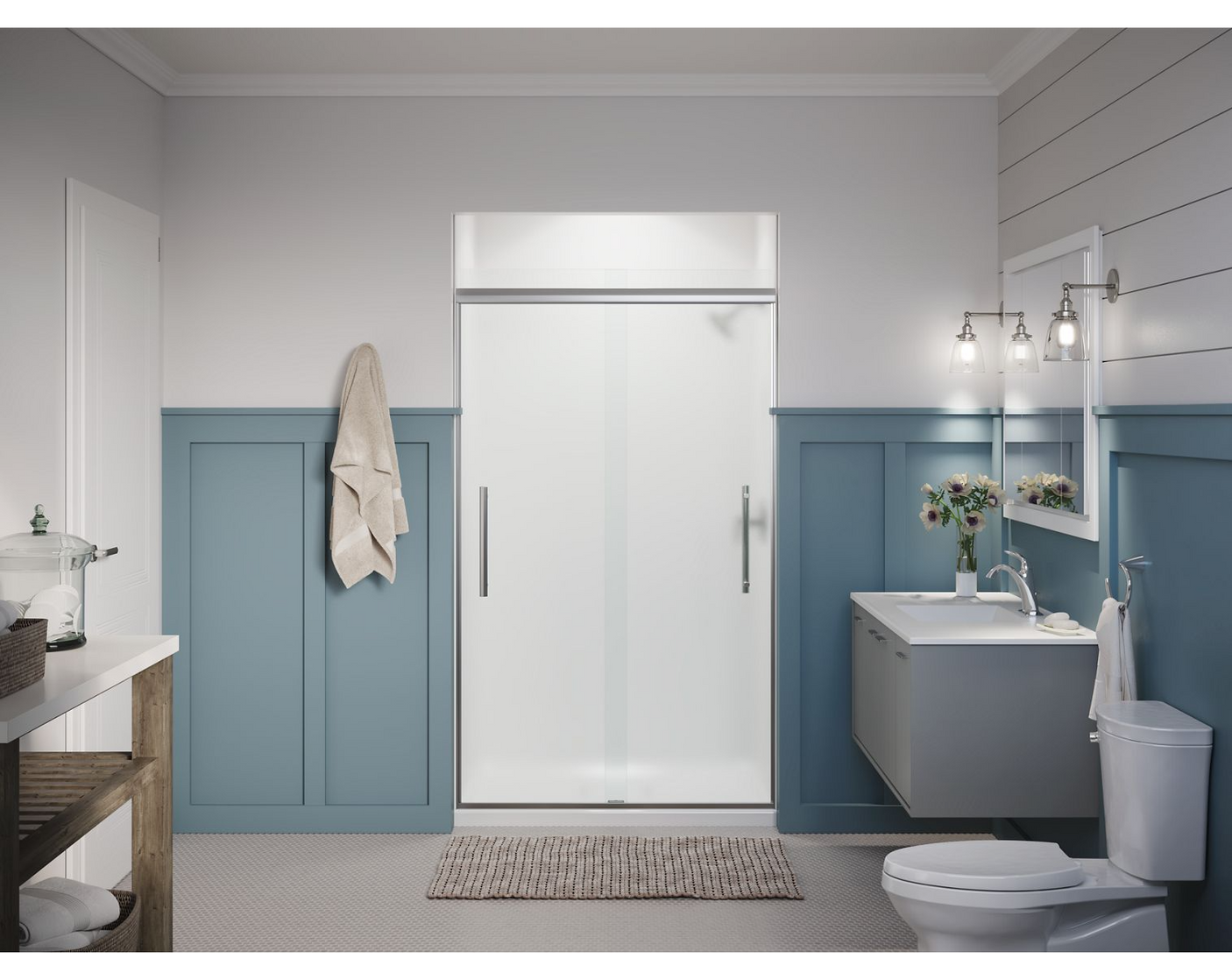 Kohler Pleat® Frameless Sliding Shower door (44.6" - 47.6"W x 79.1" H) with 5/16" (8mm) thick glass