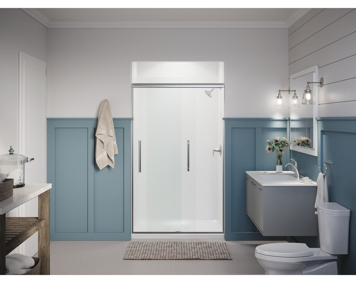 Kohler Pleat® Frameless Sliding Shower door (44.6" - 47.6"W x 79.1" H) with 5/16" (8mm) thick glass