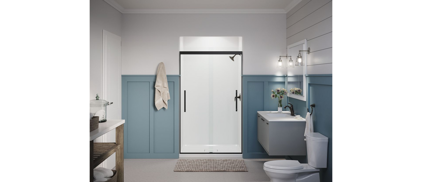 Kohler Pleat® Frameless Sliding Shower door (44.6" - 47.6"W x 79.1" H) with 5/16" (8mm) thick glass