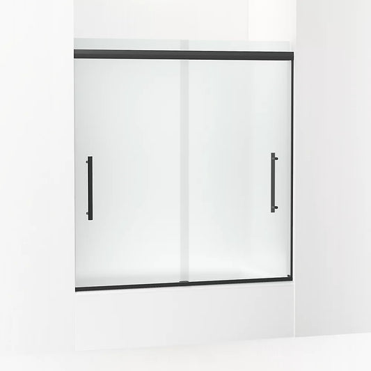 Kohler Pleat® ( 54.6" - 59.6" W x 63.6" H) Sliding Bath Door with 5/16" (8mm) thick Frosted glass in Matte Black