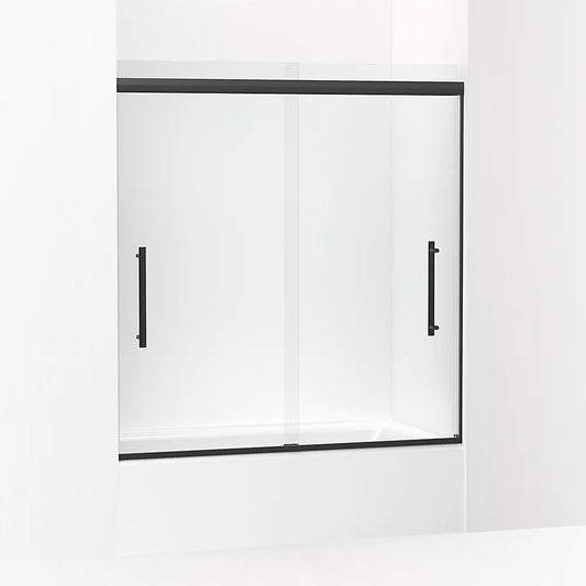 Kohler Pleat® ( 54.6" - 59.6" W x 63.6" H) Sliding Bath Door with 5/16" (8mm) thick Crystal Clear glass in Matte Black