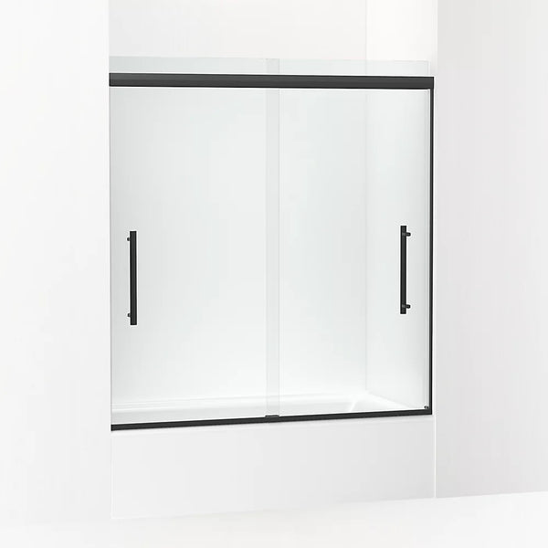 Kohler Pleat® ( 54.6 - 59.6 W x 63.6 H) Sliding Bath Door with 5/16 (8mm) thick Crystal Clear glass in Matte Black