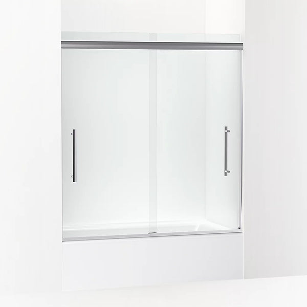 Kohler Pleat® ( 54.6 - 59.6 W x 63.6 H) Sliding Bath Door with 5/16 (8mm) thick Crystal Clear glass in Bright Polished Silver