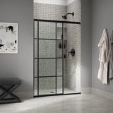 Kohler Elate® Sliding shower door (44.3" - 47.6" W x 70.5" H) with 1/4" (6mm) thick with Rectangular Grille Pattern in Matte Black