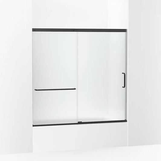 Kohler Elate® (56.3" - 59.6" W x 56.8" H) Sliding Bath Door with 1/4" (6mm) thick Frosted glass in Matte Black