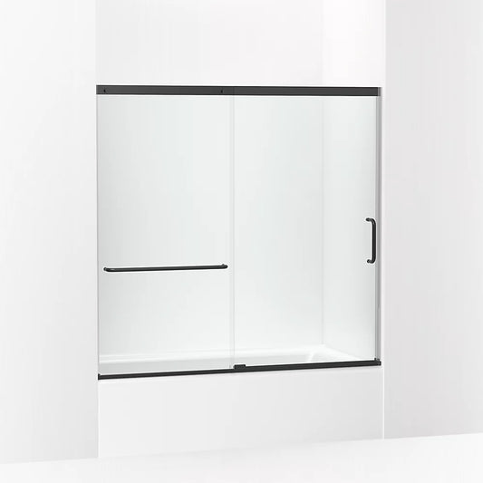 Kohler Elate® (56.3" - 59.6" W x 56.8" H) Sliding Bath Door with 1/4" (6mm) thick Crystal Clear glass in Matte Black