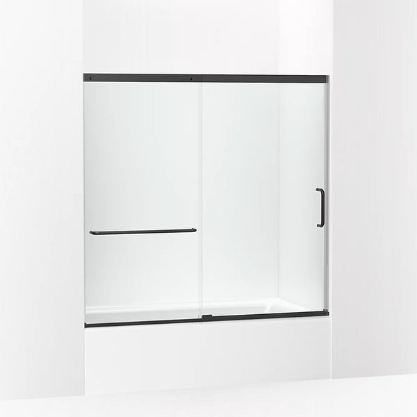 Kohler Elate® (56.3 - 59.6 W x 56.8 H) Sliding Bath Door with 1/4 (6mm) thick Crystal Clear glass in Matte Black