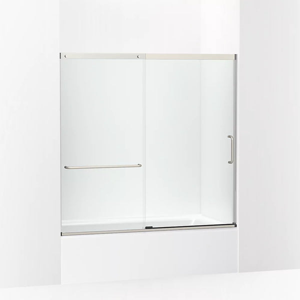 Kohler Elate® (56.3 - 59.6 W x 56.8 H) Sliding Bath Door with 1/4 (6mm) thick Crystal Clear glass in Matte Nickel