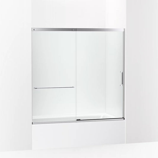 Kohler Elate® (56.3" - 59.6" W x 56.8" H) Sliding Bath Door with 1/4" (6mm) thick Crystal Clear glass in Bright Silver