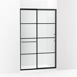 Kohler Elate® Sliding shower door (44.3" x 47.6" W x 75.5" H) with heavy 5/16" (8mm) thick glasswith Rectangular Grille Pattern in Matte Black