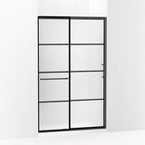 Kohler Elate® Sliding shower door (44.3" x 47.6" W x 75.5" H) with heavy 5/16" (8mm) thick glasswith Rectangular Grille Pattern in Matte Black