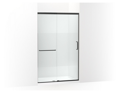 Kohler Elate® Sliding shower door (44.3" - 47.6" W x 75.5" H) with heavy 5/16" (8mm) thick Crystal Clear glass with privacy band