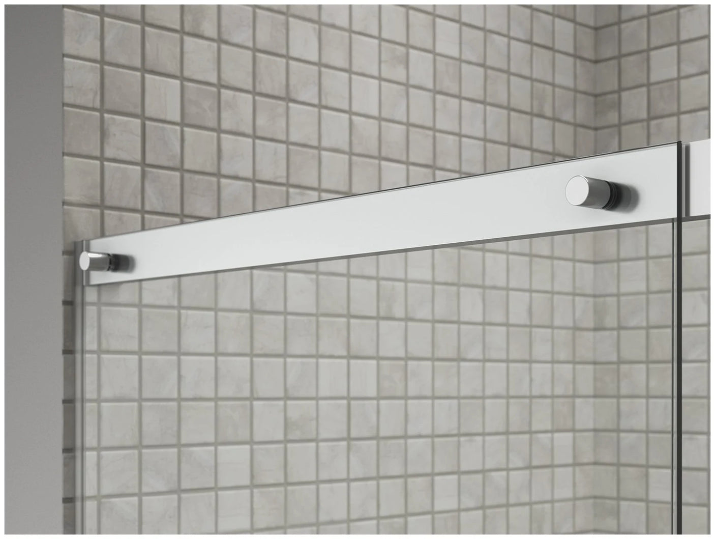 Kohler Elate® Sliding shower door (44.3" - 47.6" W x 75.5" H) with heavy 5/16" (8mm) thick Crystal Clear glass with privacy band