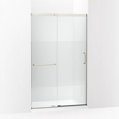 Kohler Elate® Sliding shower door (44.3" - 47.6" W x 75.5" H) with heavy 5/16" (8mm) thick Crystal Clear glass with privacy band