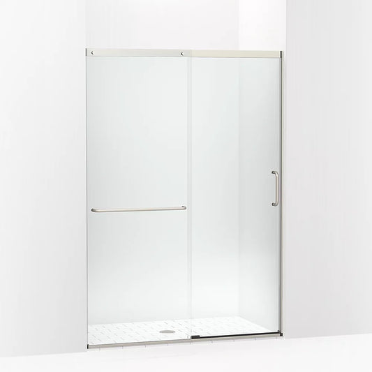 Kohler Elate® Sliding shower door (50.3" - 53.6" W x 75.5" H) with heavy 5/16" (8mm) thick Crystal Clear glass in Matte Nickel