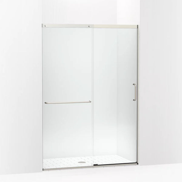 Kohler Elate® Sliding shower door (50.3 - 53.6 W x 75.5 H) with heavy 5/16 (8mm) thick Crystal Clear glass in Matte Nickel