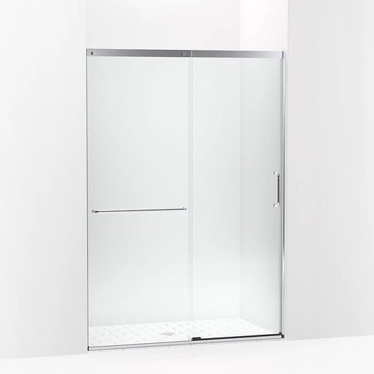 Kohler Elate® Sliding shower door (50.3" - 53.6" W x 75.5" H) with heavy 5/16" (8mm) thick Crystal Clear glass in Bright Silver