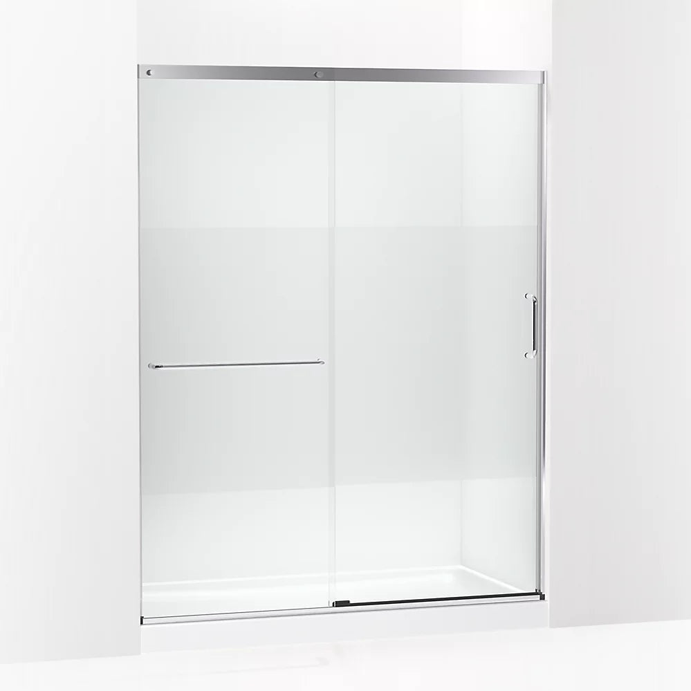 Kohler Elate® Sliding Shower door (56.3" - 59.6" W x 75.5" H) with heavy 5/16" (8mm) thick Crystal Clear glass with privacy band