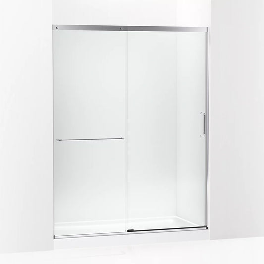 Kohler Elate® Tall (56.3" - 59.6" W x 75.5" H) Sliding Shower door with 5/16" (8mm) thick  Crystal Clear glass in Bright Silver