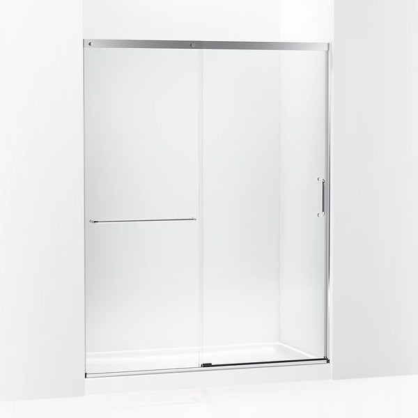 Kohler Elate® Tall (56.3 - 59.6 W x 75.5 H) Sliding Shower door with 5/16 (8mm) thick  Crystal Clear glass in Bright Silver