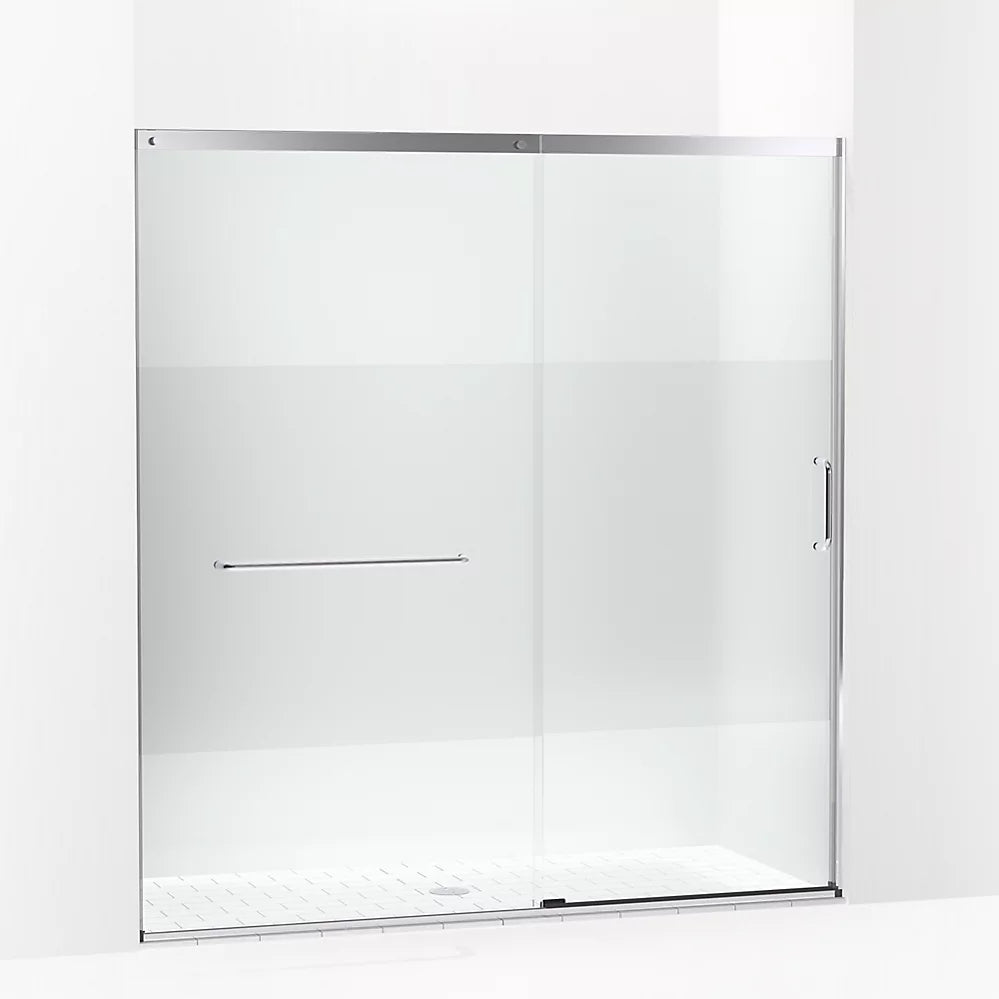 Kohler Elate® Sliding Shower door (68.3" - 71.6 " W x 75.5" H) with heavy 5/16" (8mm) thick Crystal Clear glass with Privacy Band