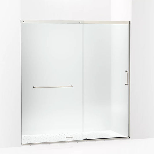 Kohler Elate® Sliding shower door ( 68.3" - 71.6" W x 75.5" H) with heavy 5/16" (8mm) thick Crystal Clear glass in Anodized Matte Nickel