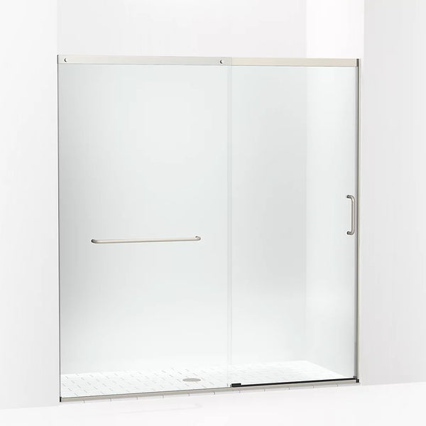 Kohler Elate® Sliding shower door ( 68.3 - 71.6 W x 75.5 H) with heavy 5/16 (8mm) thick Crystal Clear glass in Anodized Matte Nickel