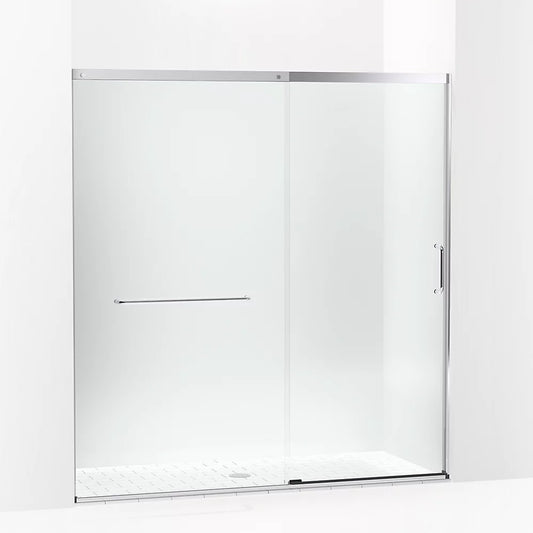 Kohler Elate® Sliding shower door ( 68.3" - 71.6" W x 75.5" H) with heavy 5/16" (8mm) thick Crystal Clear glass in Bright Silver