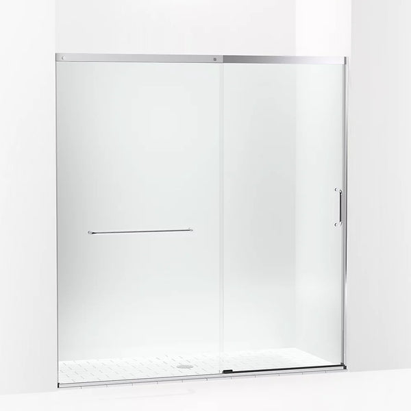 Kohler Elate® Sliding shower door ( 68.3 - 71.6 W x 75.5 H) with heavy 5/16 (8mm) thick Crystal Clear glass in Bright Silver