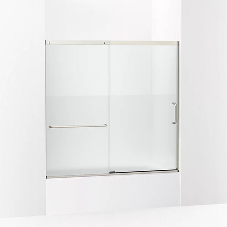 Kohler Elate® Sliding Bath door (56.3" - 59.6" W x 56.8" H) with heavy 5/16" (8mm) thick Crystal Clear glass with Privacy Band