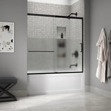 Kohler Elate® Sliding Bath door (56.3" - 59.6" W x 56.8" H) with heavy 5/16" (8mm) thick Crystal Clear glass with Privacy Band in Matte Nickel
