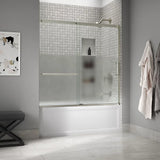 Kohler Elate® Sliding Bath door (56.3" - 59.6" W x 56.8" H) with heavy 5/16" (8mm) thick Crystal Clear glass with Privacy Band in Matte Nickel